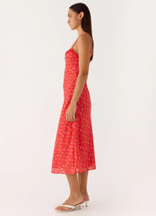 Kahlo Midi Dress - Magenta Red Rose