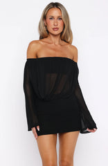 After Glow Long Sleeve Mini Dress Black
