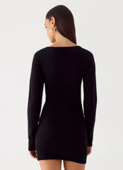 Soft Vision Knit Mini Dress - Black