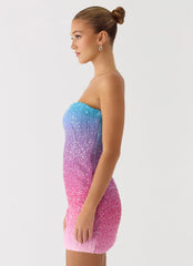 Step Closer Sequin Knit Mini Dress - Disco Ombre
