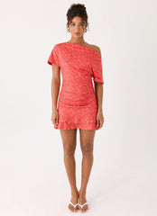 Antonie Mini Dress - Magenta Red Rose