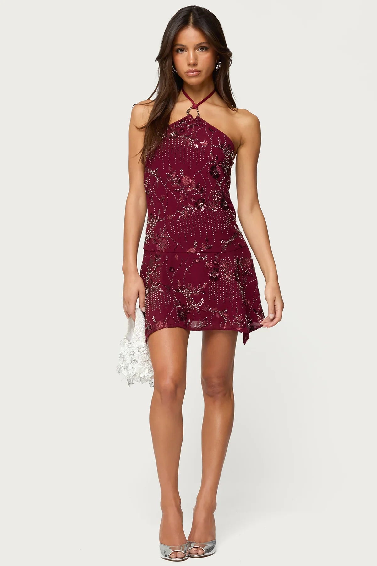 Adria Bead & Sequin Mini Dress