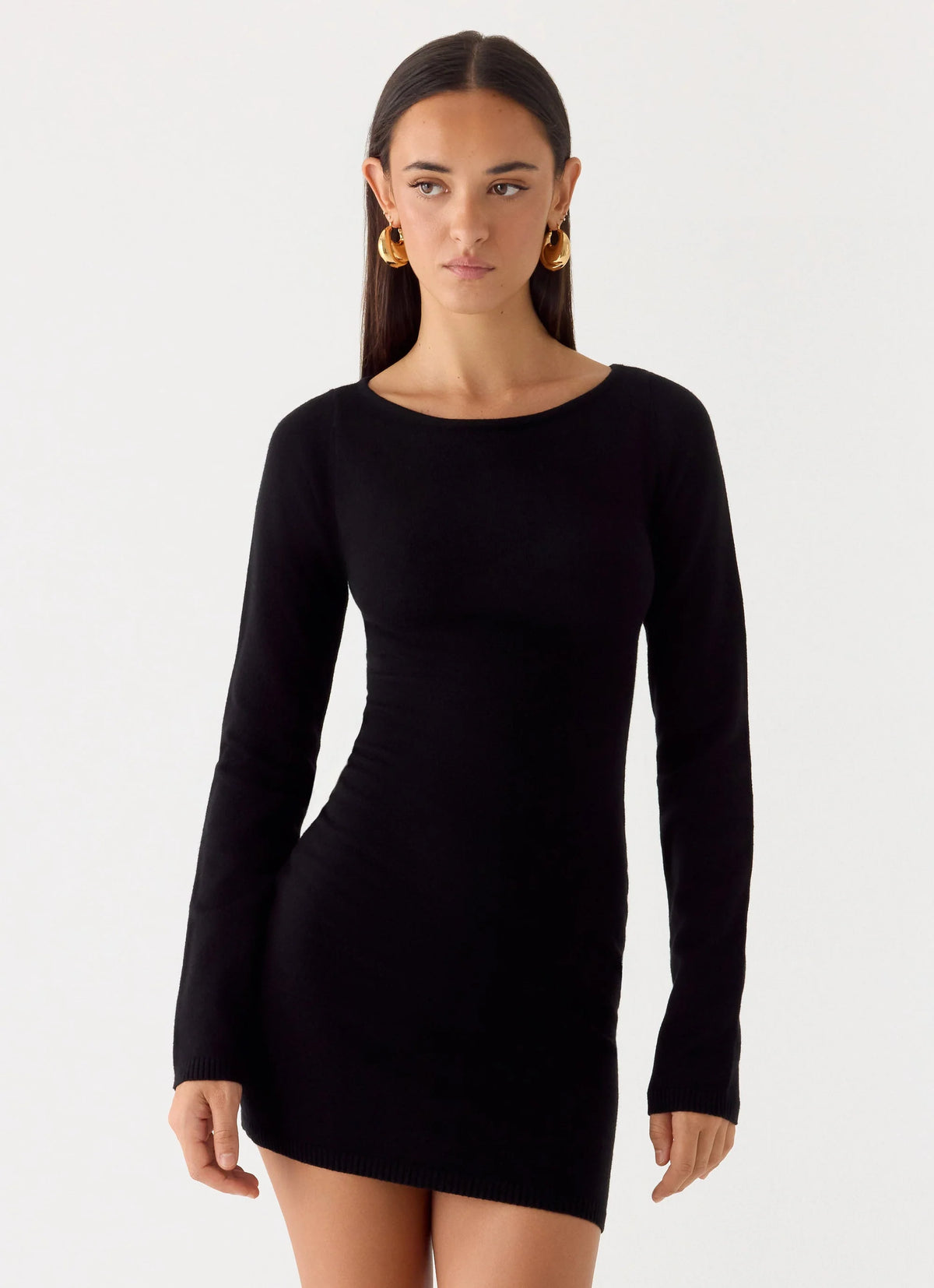 Soft Vision Knit Mini Dress - Black