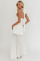 Opulent Halterneck Layered Maxi Dress White