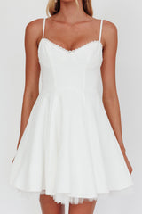 Scully Frill Trim A-Line Mini Dress White