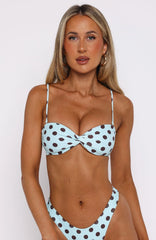 Kaya Bikini Top Blue/Choc Polka Dot