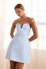 Delicate Drama Strapless Mini Dress Blue