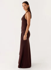 Miyah Halter Hardware Maxi Dress - Chocolate