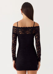 Just This Once Lace Mini Dress - Black