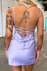 Addison Satin Mini Dress - Lilac