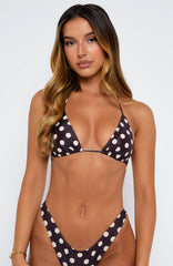 Golden Hour Bikini Top Choc/Cream Polka Dot