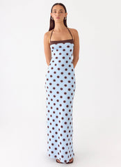 Alessandro Halter Maxi Dress - Blue Mocha Dot