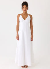 Calianna Linen Maxi Dress - White