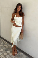 Palm Breeze Midi Skirt Cream