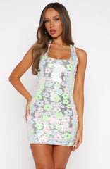 Get Your Glow Sequin Mini Dress Floral Shimmer