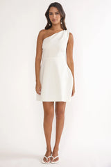 Lingering Love One-Shoulder Twist Mini Dress White