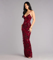 Mollie Sequin Bead Column Formal Dress