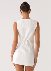 Golden Touch Cotton Mini Dress - White