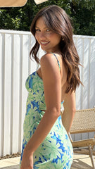 Margie Midi Dress - Green/Blue