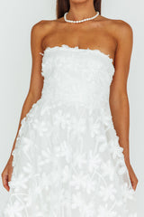 Dori Floral Embellished Midi Dress White