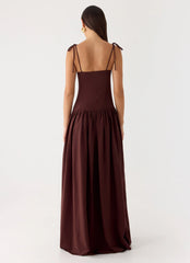 Giovanna Linen Maxi Dress - Chocolate Drizzle
