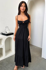 Allie Open Back Maxi Dress - Black