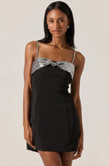 Halya Contrast Sequin Bow Dress