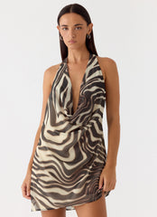 Varindra Cowl Mini Dress - Zebra