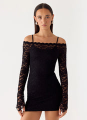 Just This Once Lace Mini Dress - Black